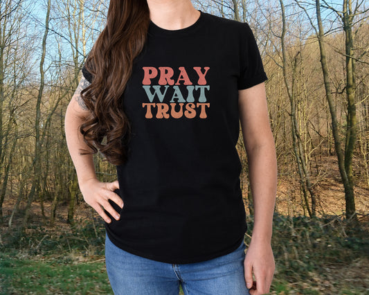 Pray Wait Trust, Inspirational, Christian t-shirt