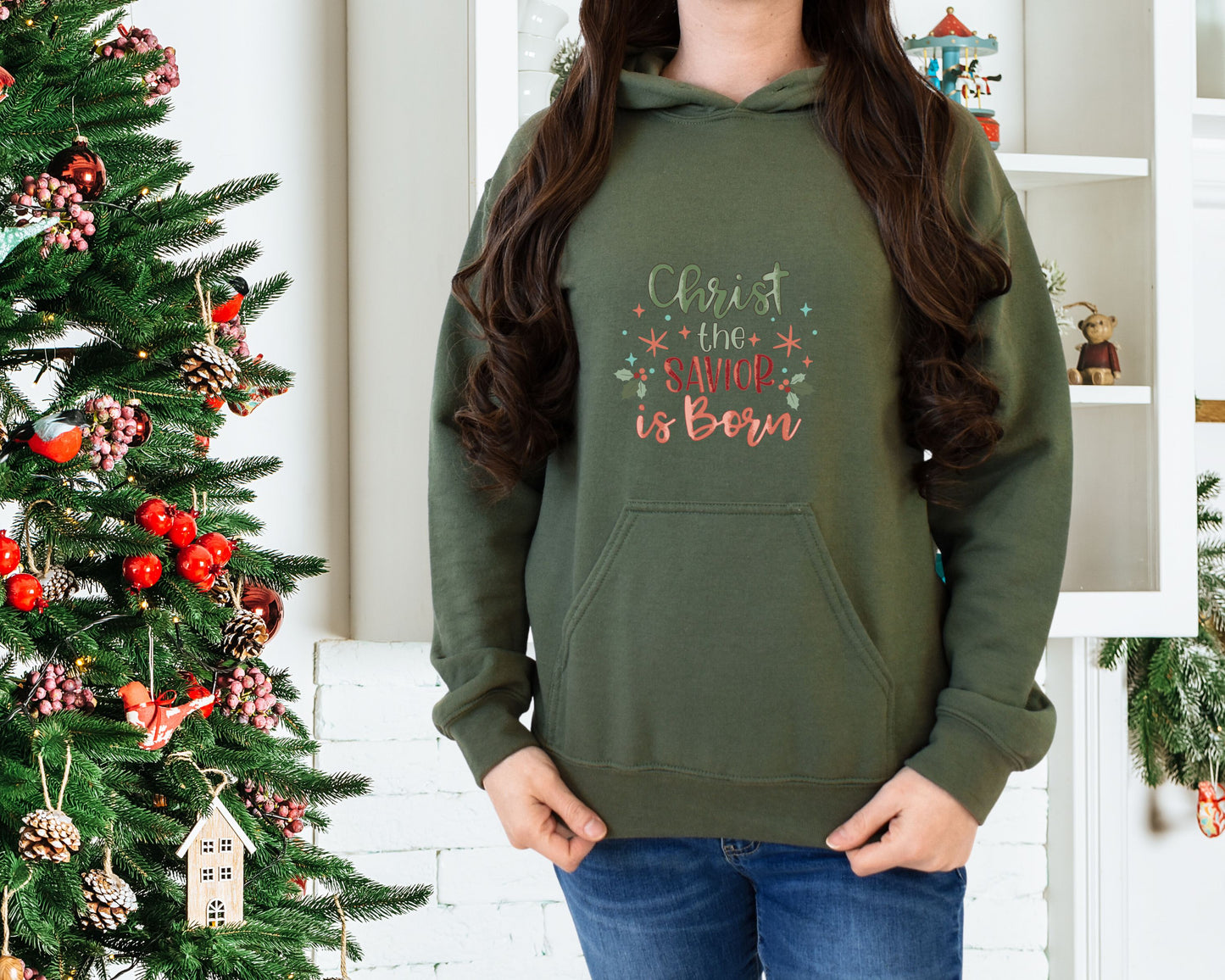 Christ the Savior is Born, Christmas Seasonal Hoodie