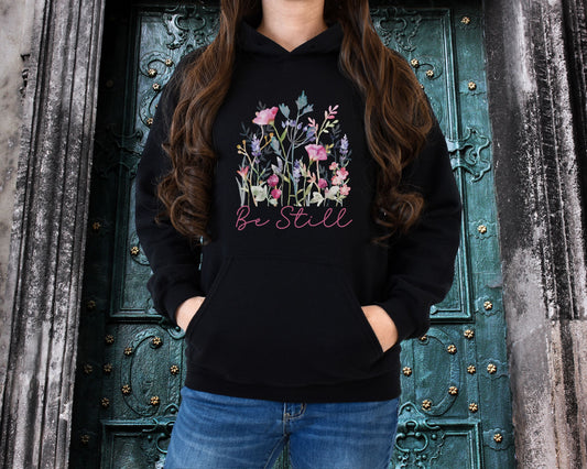 Be Still, Floral Inspirational Sweatshirt