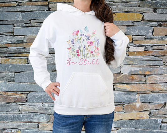 Be Still, Floral Inspirational Sweatshirt